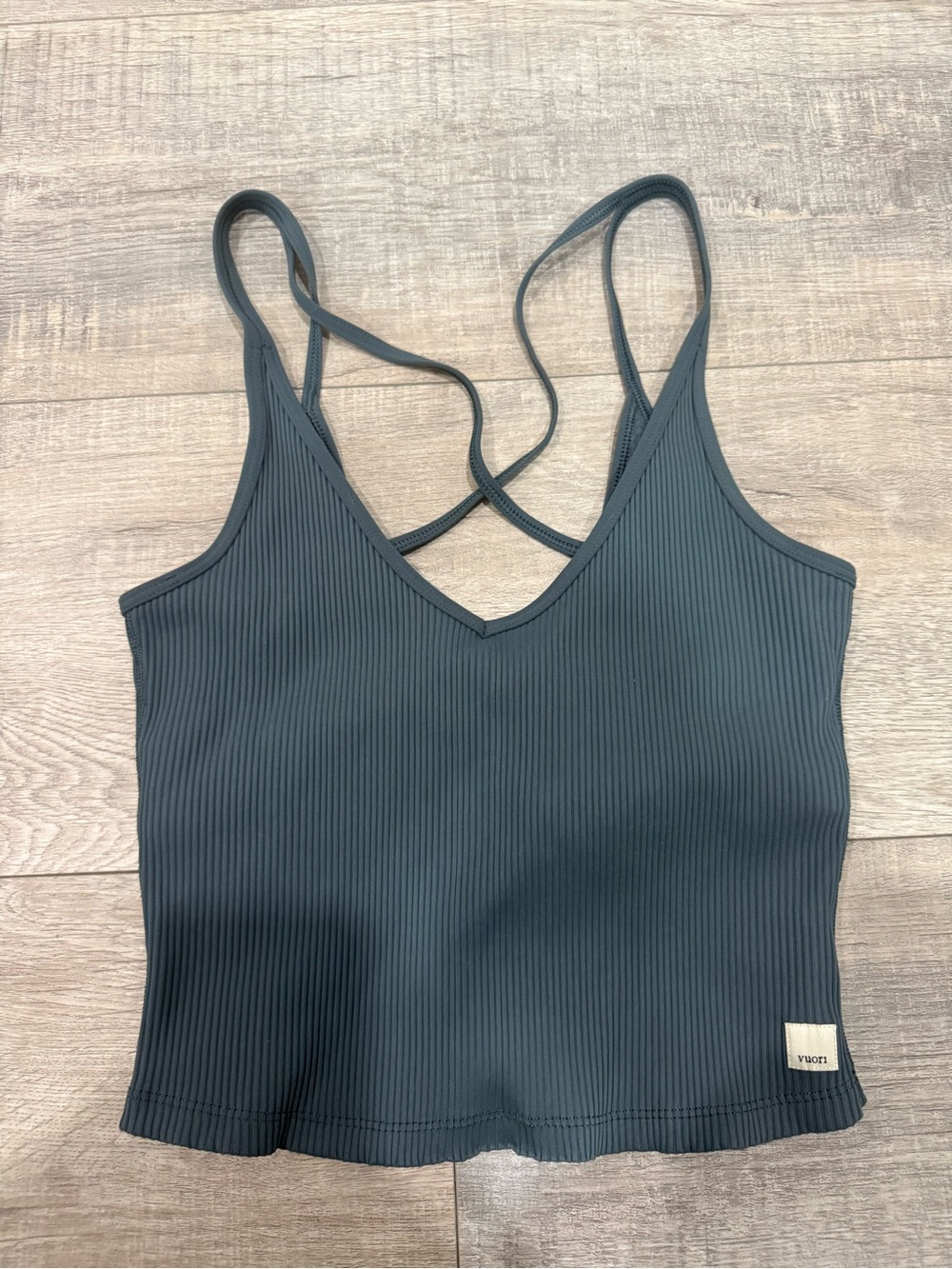 Vuori Ribbed Strappy Crop Camisole - Charcoal